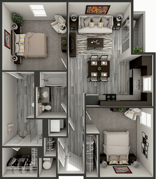 Floor Plan - Pacanne 2 Bedroom 2 Bath