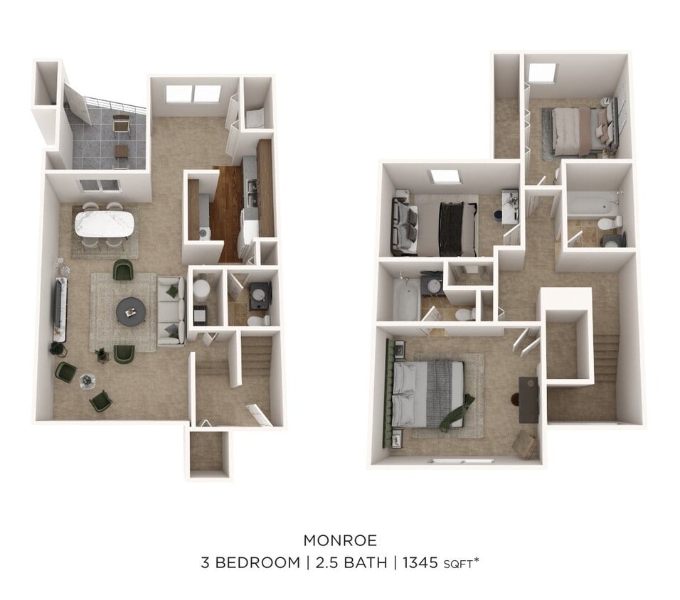 Floor Plan - Three Bedroom Townhome