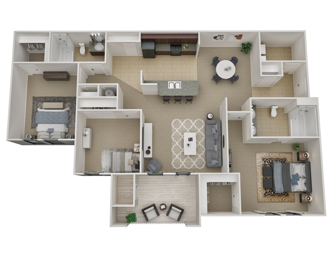 Floor Plan - 3 Bedroom, 2 Bathroom