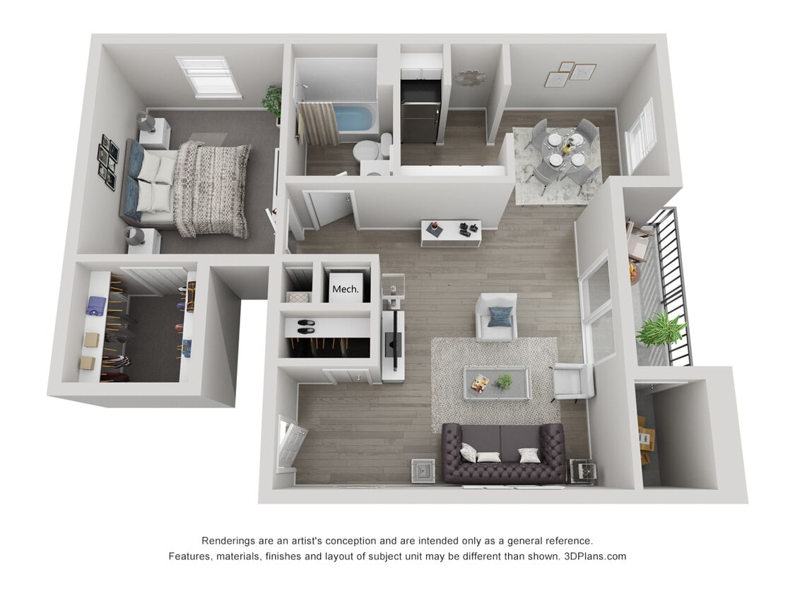 Floor Plan - 1x1 Windwood Standard -Call For Availability