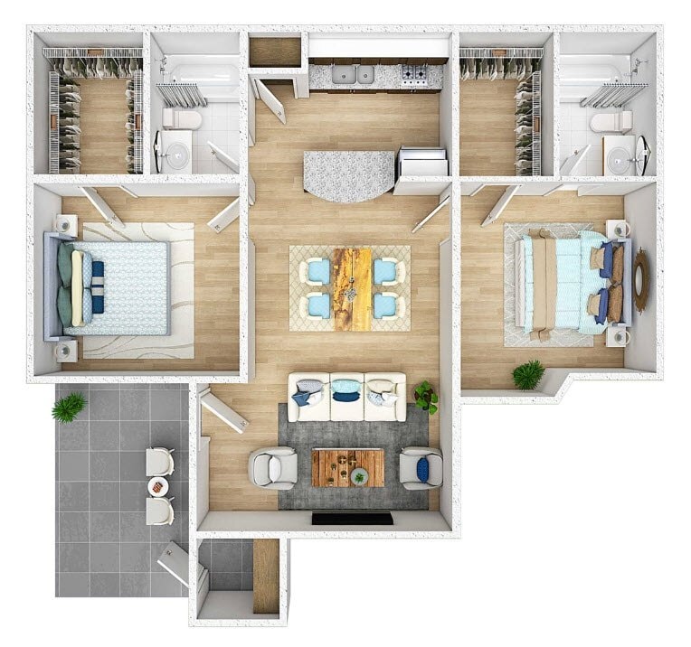 Floor Plan - 2 Bedroom 2 Bath