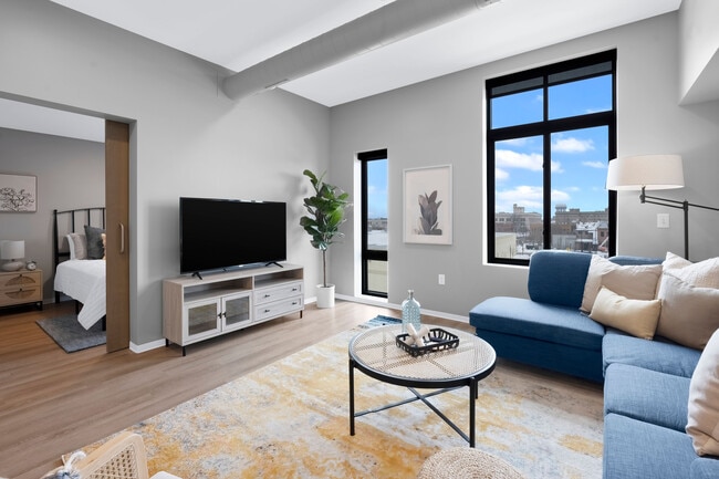 Furnished Living Room in a One Bedroom Unit - North Side Yard