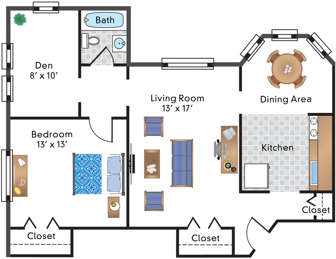 Floor Plan - 1 Bedroom Den 09 Tier