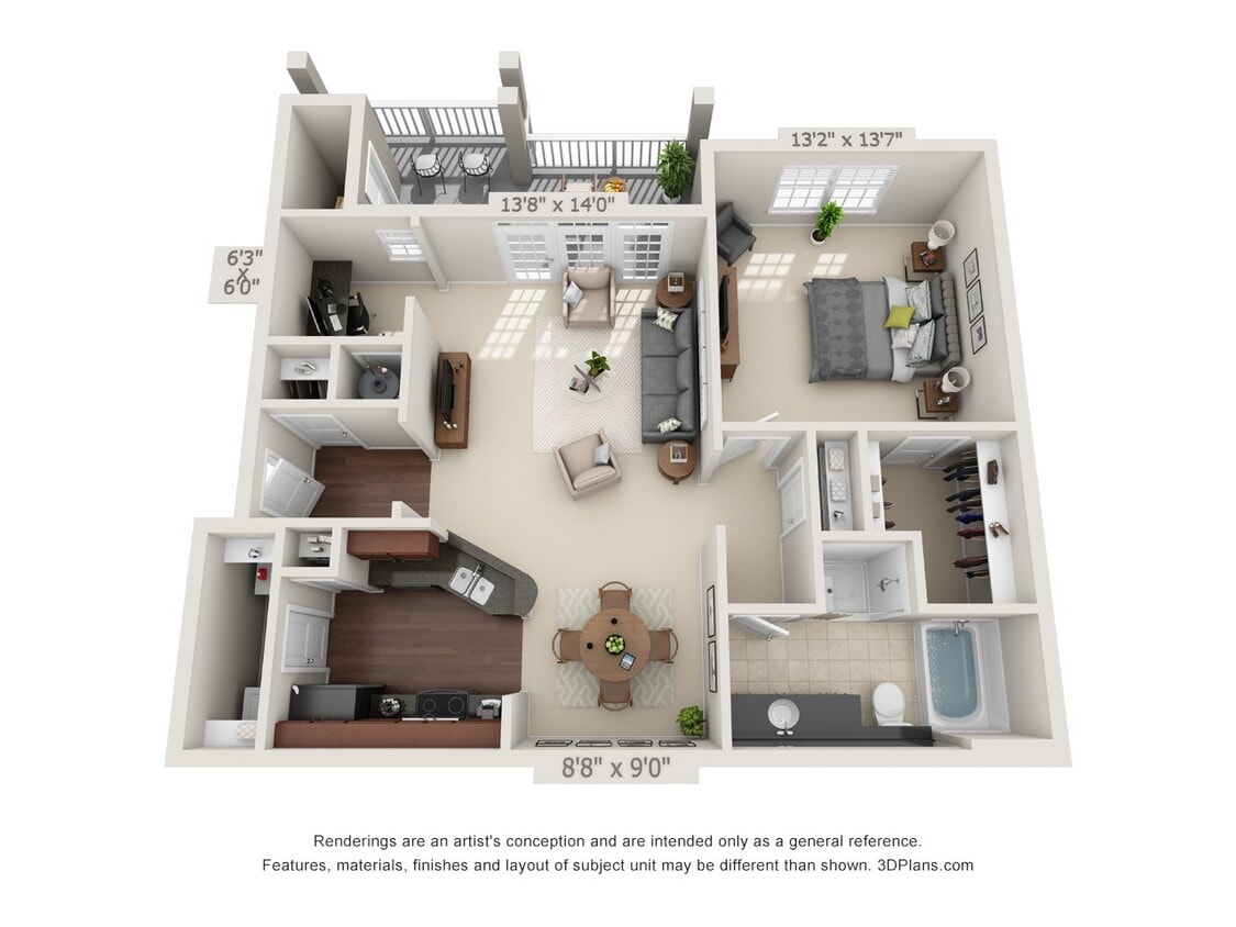 Floor Plan - One Bedroom with a Deck/Patio