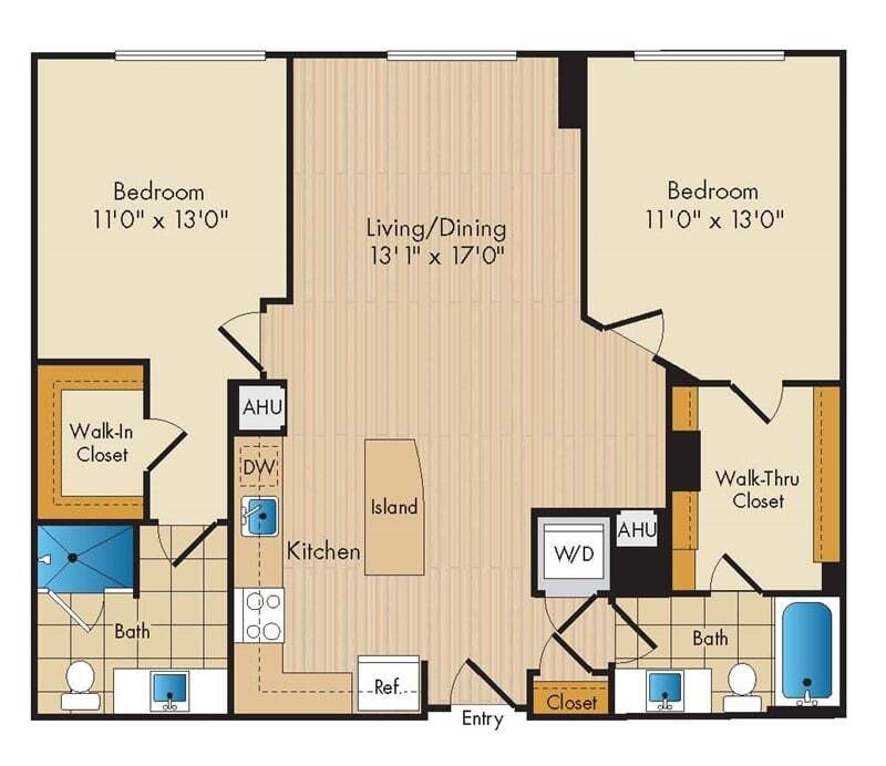 Floor Plan - 2 Bed 2 Bath-B2b
