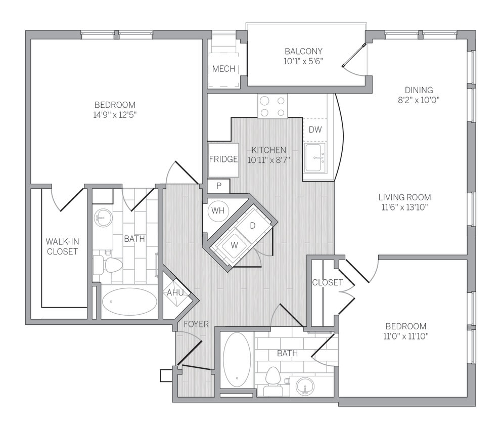 Floor Plan - 2-Bedroom Unfurnished