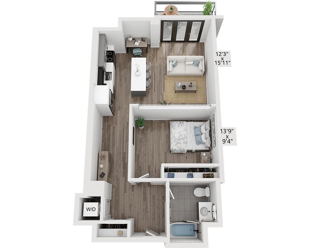 Floor Plan - One Bedroom A1X