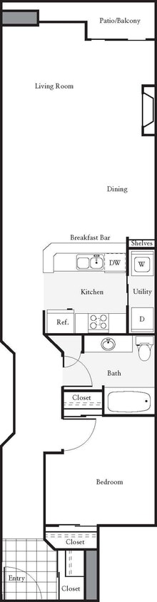 Floor Plan - 1x1-P