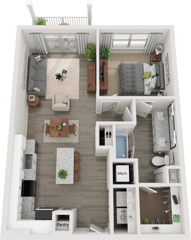 Floor Plan - A1 | 1 Bed | 1 Bath | Classic