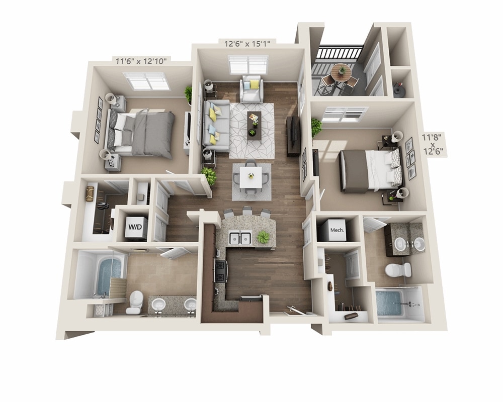 Floor Plan - Two Bedroom B2A