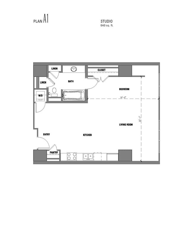 The Avenue Hollywood - A1 - 1 Beds - 1 Baths - 807 Sq. ft. - A1