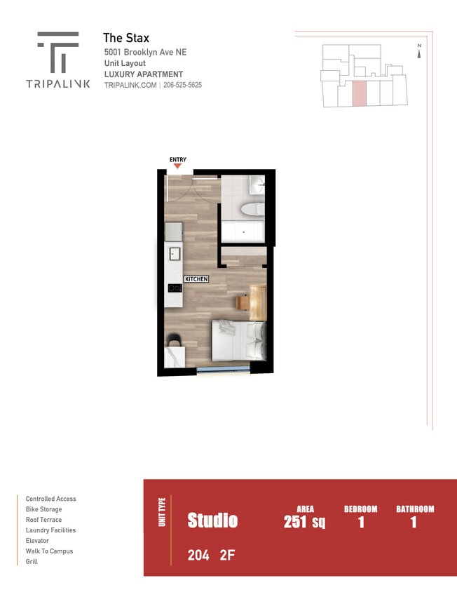 Floor Plan - Studio - 251 sqft