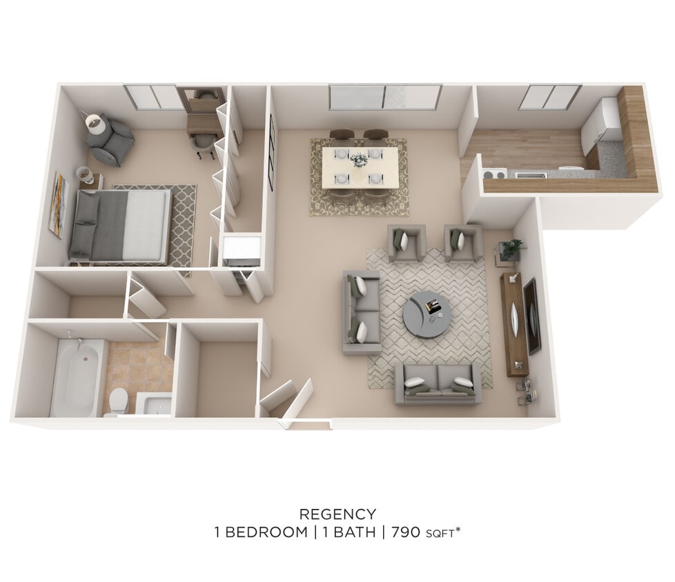 Floor Plan - One Bedroom- 790 sqft