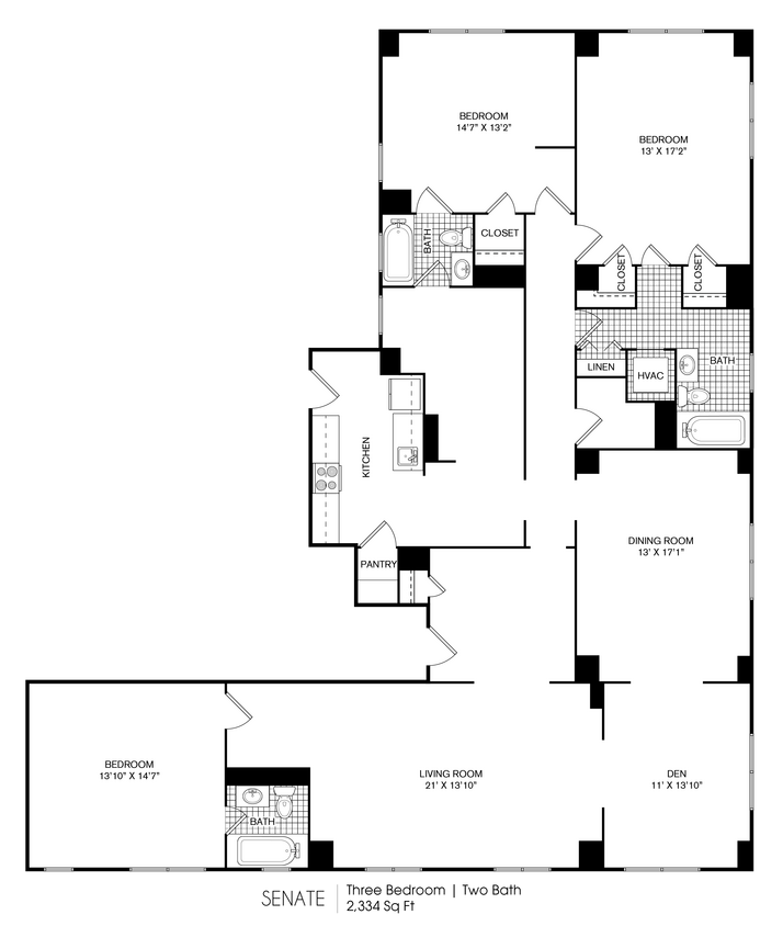 Floor Plan - Senate 3 Bedroom 3 Bath 