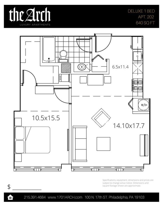 Floor Plan - 1 Bedroom - Deluxe Layout