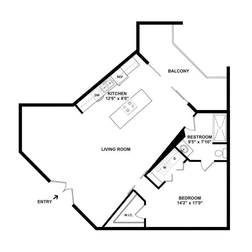 Floor Plan - 1 Bed/1 Bath-A6