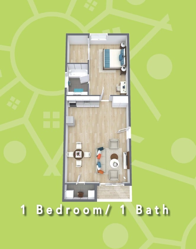 Floor Plan - 1 Bed 1 Bath