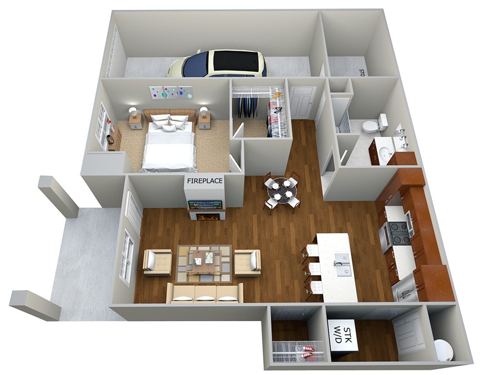 Floor Plan - 1 bedroom (839 sf)