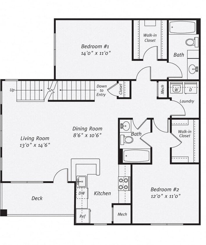 Floor Plan - 2 Bed/2 Bath-The Jones