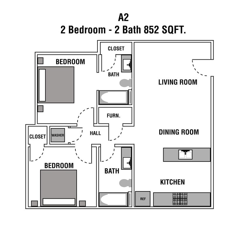 Floor Plan - 2 bed 2 bath