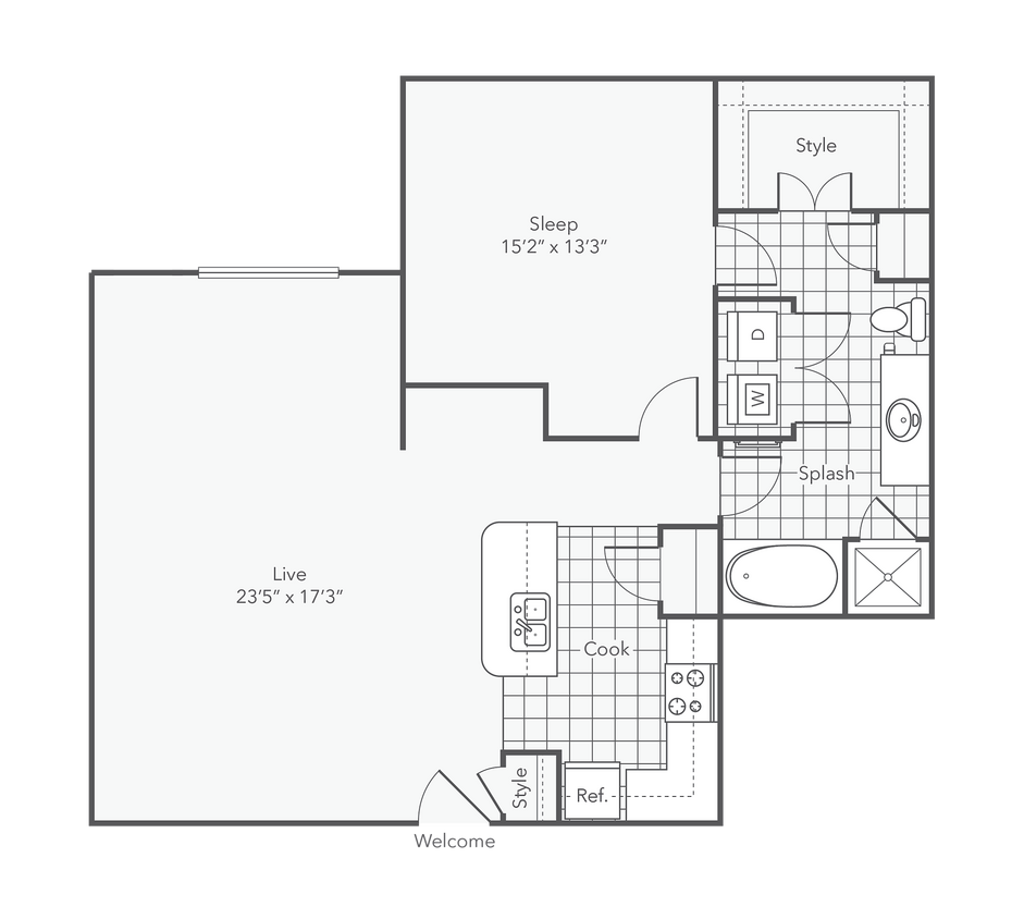 Mitchell | 1-Bedroom Floorplan - Mitchell