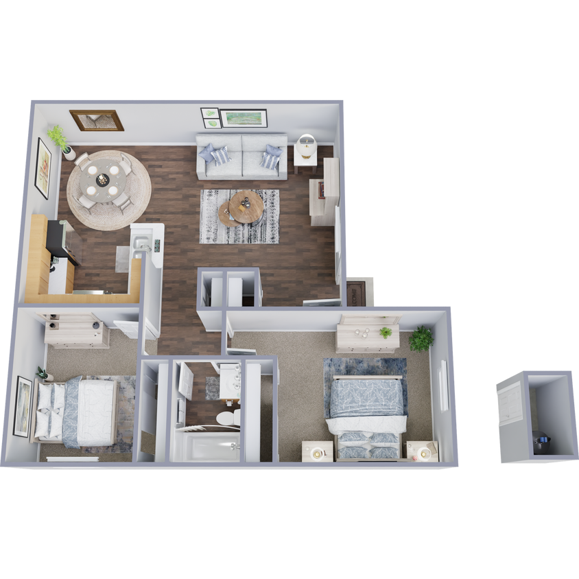 Floor Plan - B1 2x1 742 sqft
