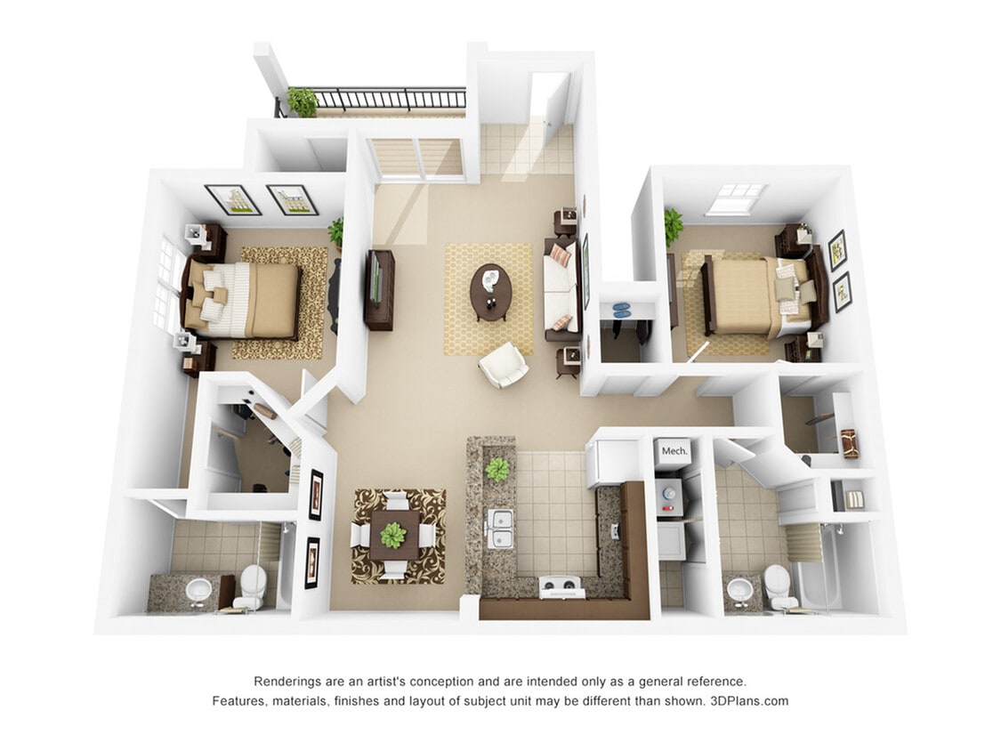 Mid2x2C - Unit D1 - Two Bed/Two Bath Phase 1 & 2 Classic