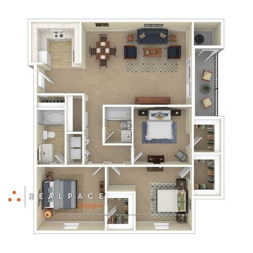 Floor Plan - C1 - 3 Bedroom - Starting at $1750