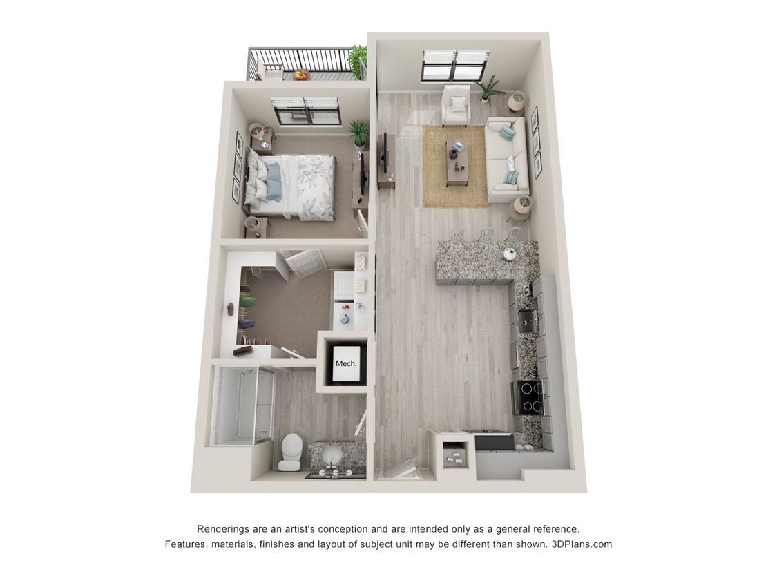 Parkside at East Villages_A1.jpg - A1 - 1 Bedroom, 1 Bathroom