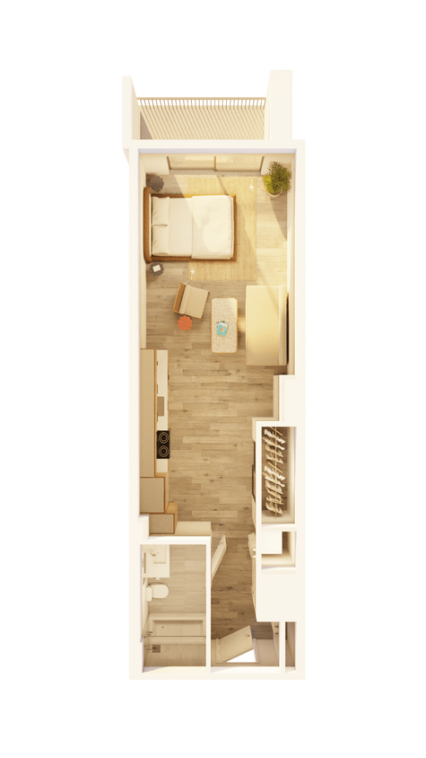 Floor Plan - West Studio Balcony on Promenade C