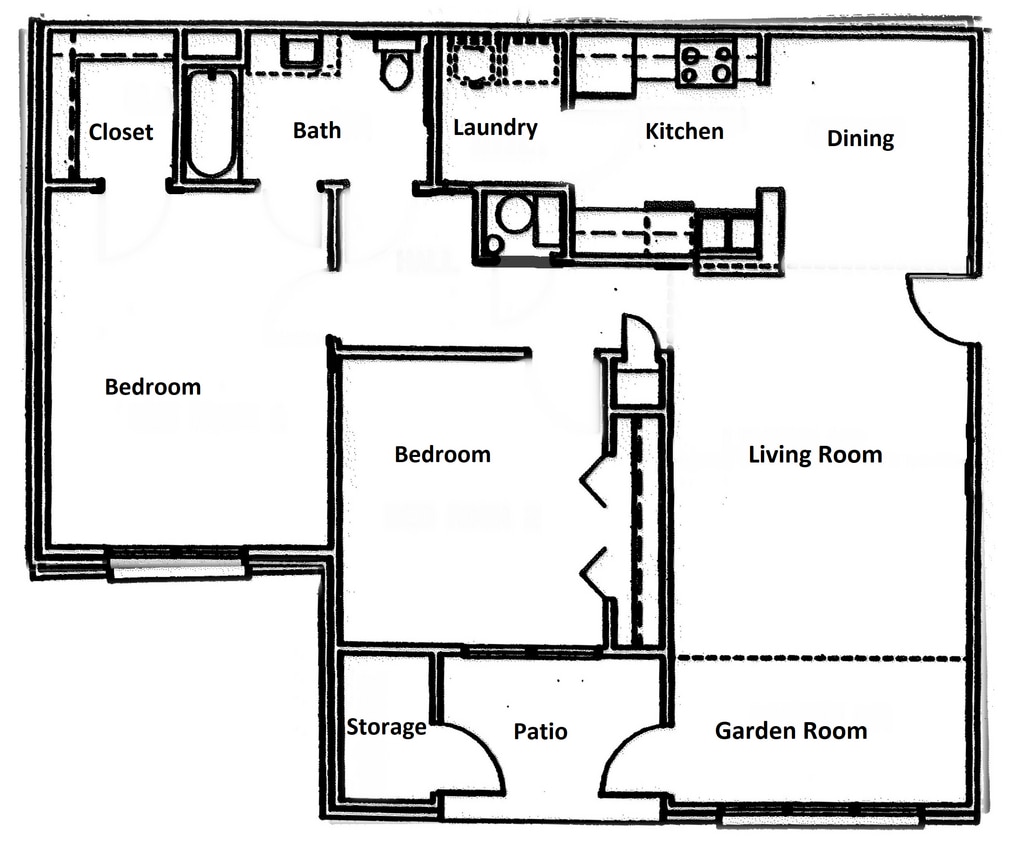 Floor Plan - 2 Bedroom 1 Bath