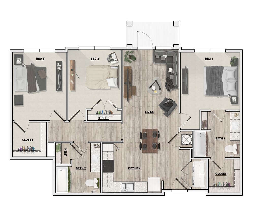 Floor Plan - 3 Bedroom 2 Bath