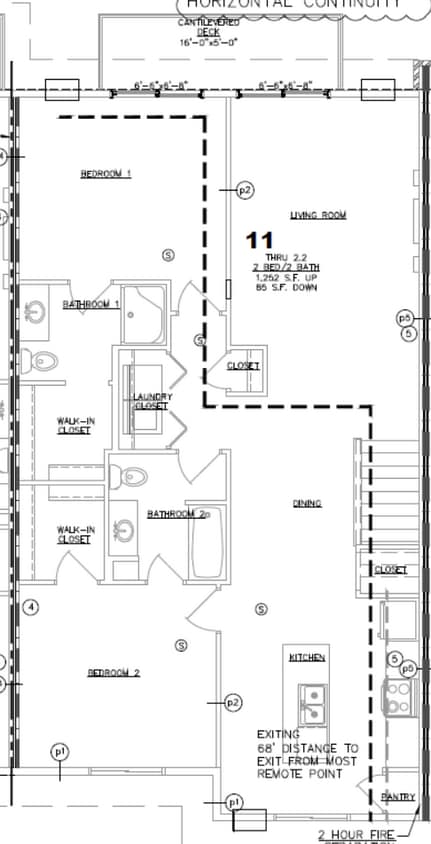 Floor Plan - 2 Bed/2 Bath Upper,  1 Stall Att. Garage (14/2B...