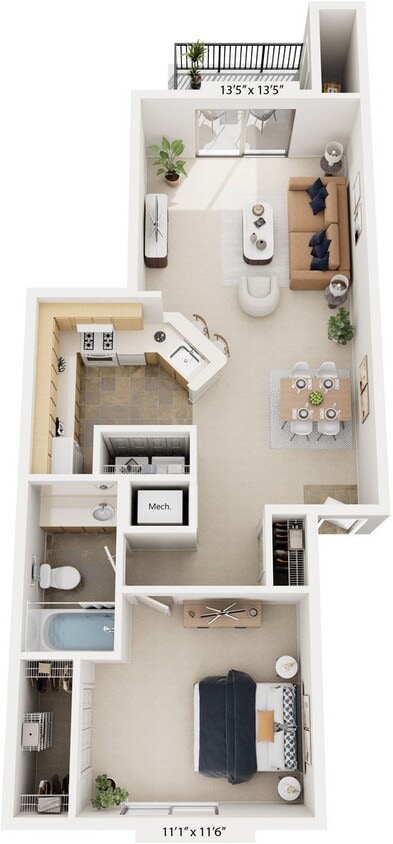 Floor Plan - One Bedroom