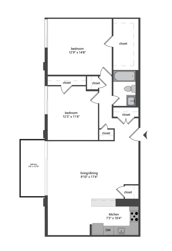 Floor Plan - Two Bedroom One Bath