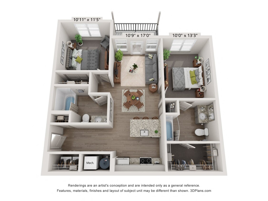 Floor Plan - 2 Bed 2 Bath