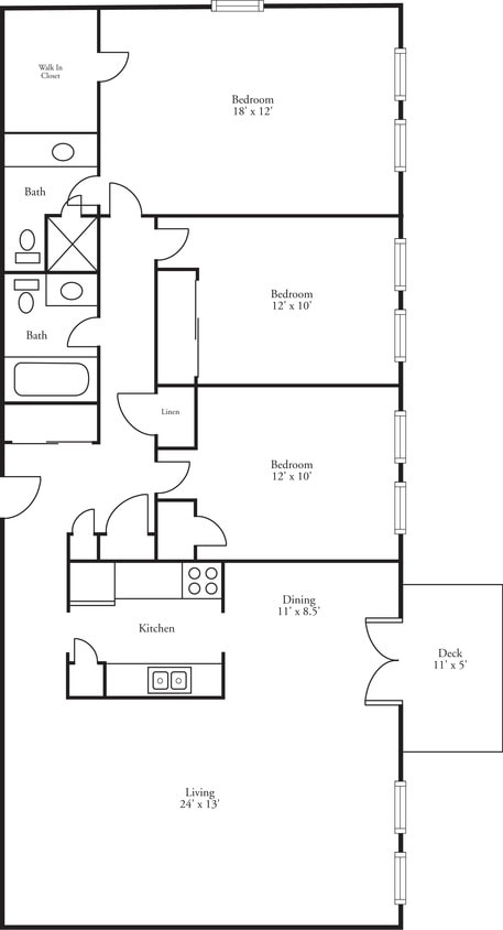 Floor Plan - Terraces - 3 Bed, 2 Bath