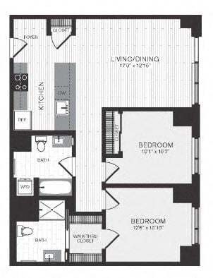Floor Plan - 2 Bed/ 2 Bath