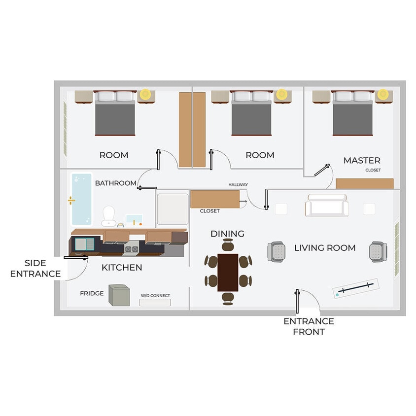 Floor Plan - 3B/1B DWD