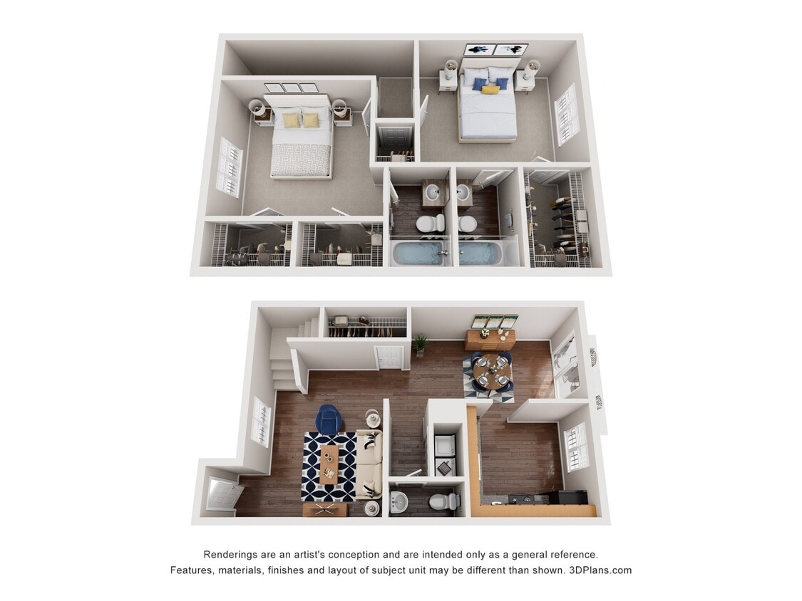 Floor Plan - The Ensemble - 2 Bed, 2.5 Bath Town Home, Optio...