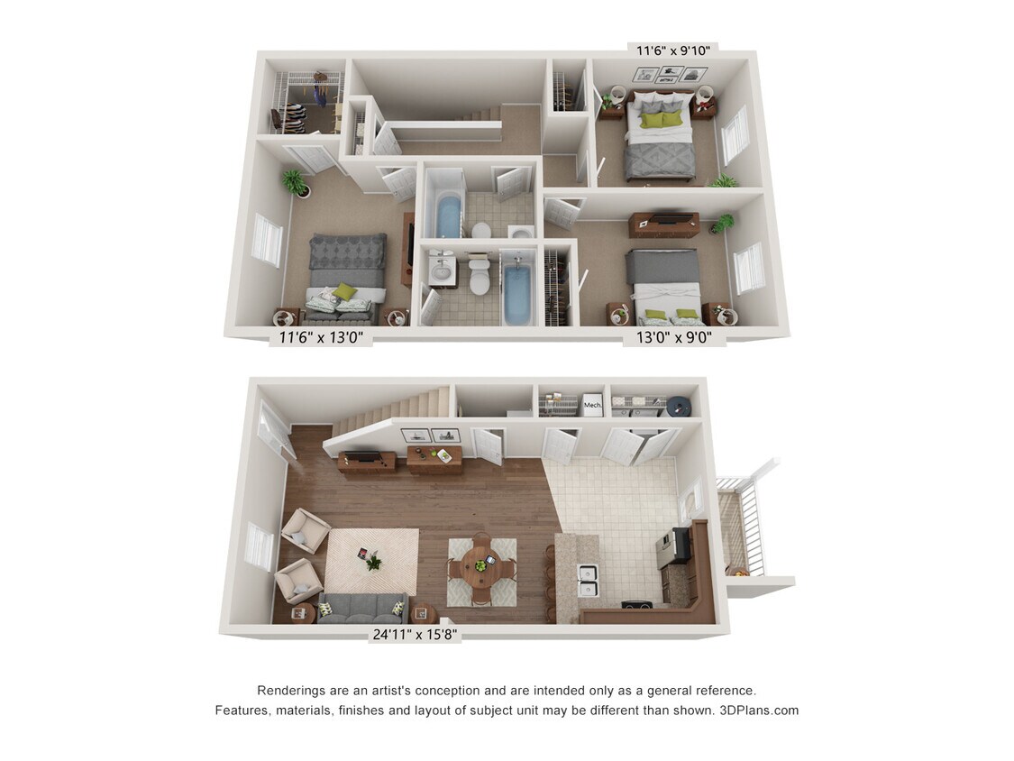 Floor Plan - 3 Bedroom Townhome