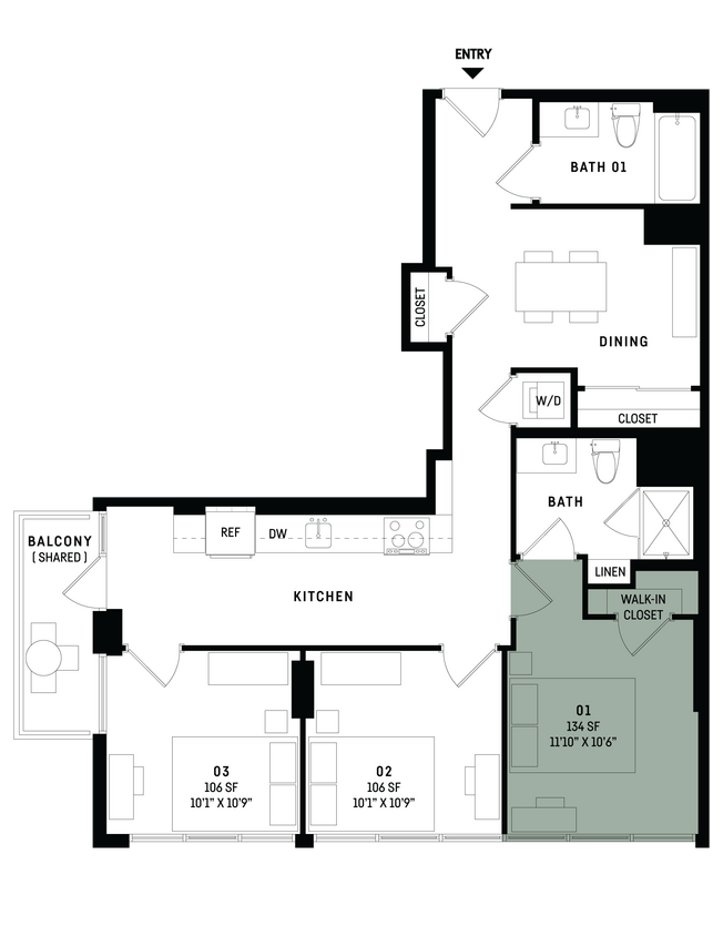 Floor Plan - Co-Living C8-Bedroom 1