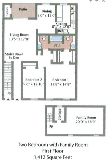 Floor Plan - Two Bedroom + Den