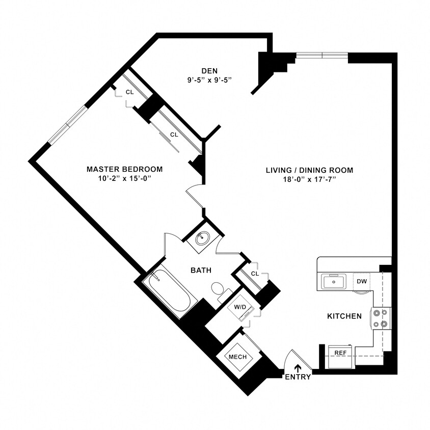 Floor Plan - 1 Bed/1 Bath -A12