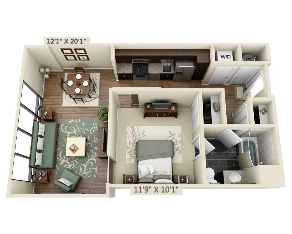 Floor Plan - One Bedroom A1D