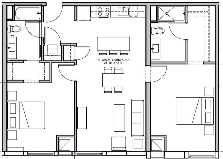Floor Plan - 2 Bed/2 Bath-D2