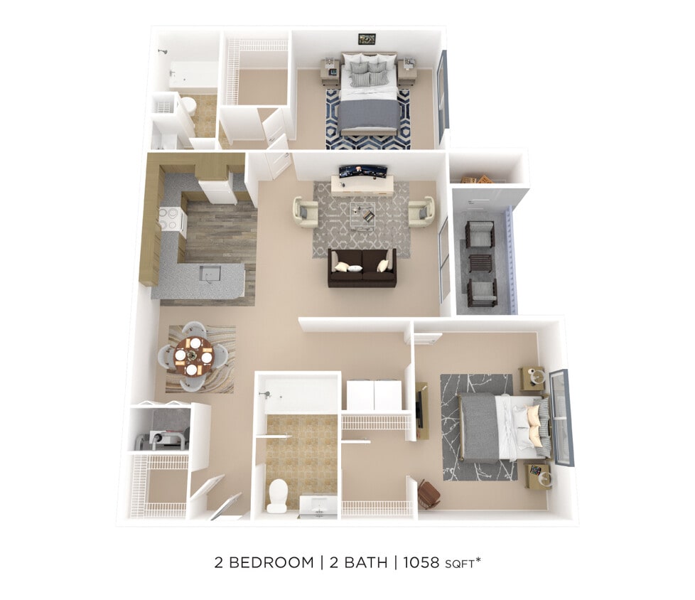 Floor Plan - Two Bedroom 2 Bath