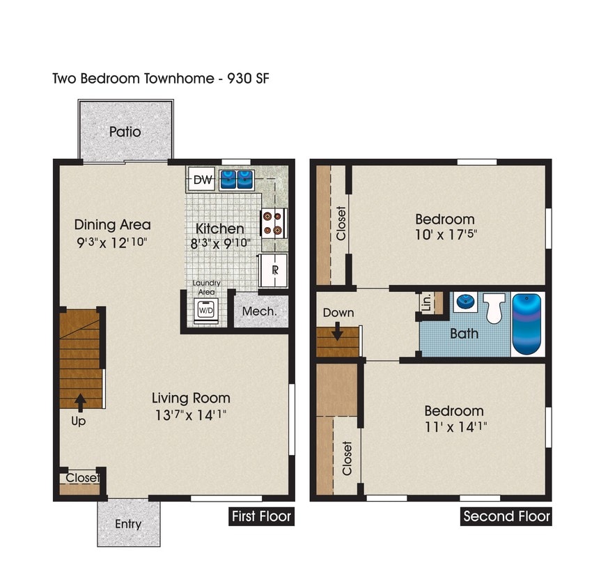 Floor Plan - B1 - 2 Bed 1 Bath