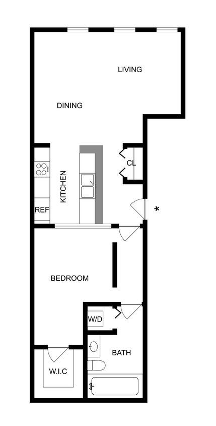 B | 1-Bedroom Floorplan - B