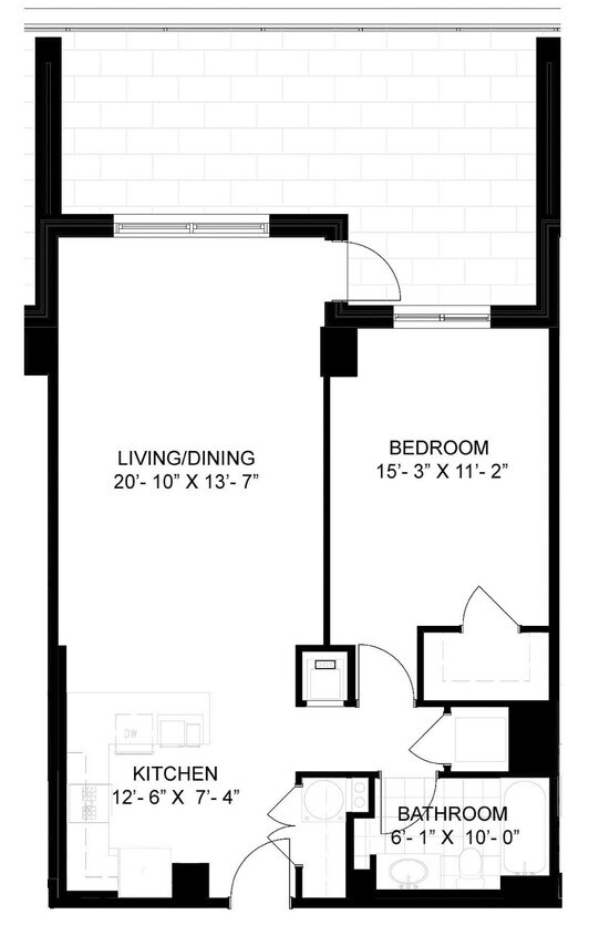 Floor Plan - 1 Bed/1 Bath-A01